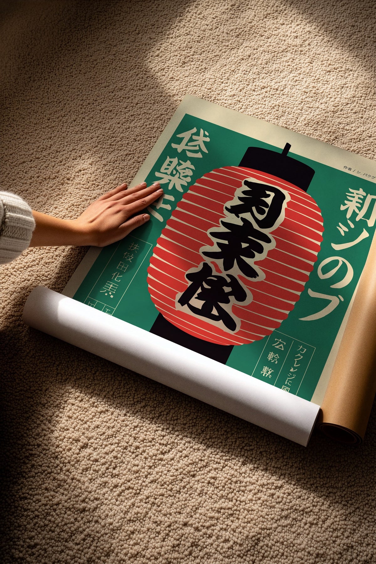 Japon Fenerli Tipografi Sanatı Çerçevesiz Poster