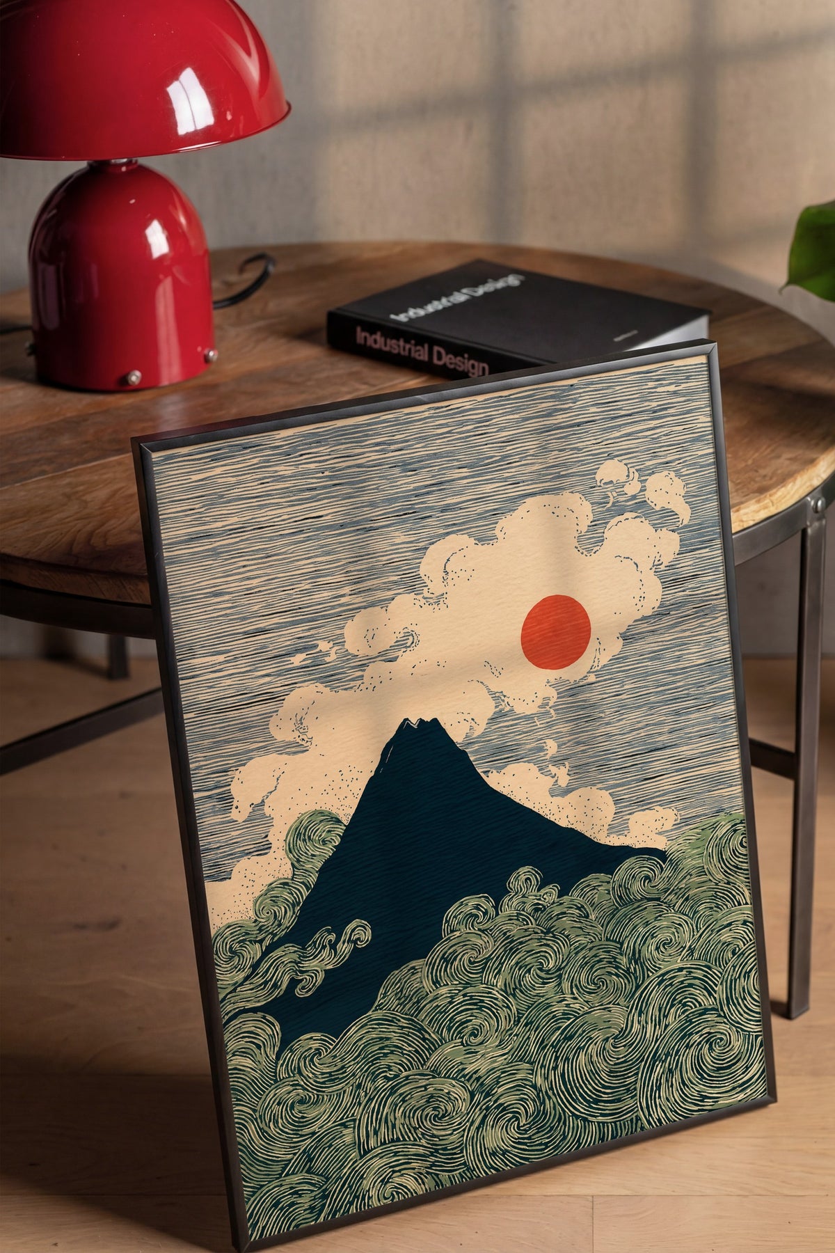 Fuji Dağı ve Dalgalar Poster – Siyah Çerçeveli Tablo