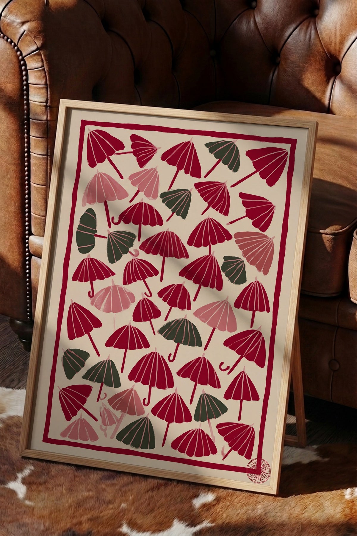 Şemsiye Deseni Poster – Ahşap Çerçeveli Tablo