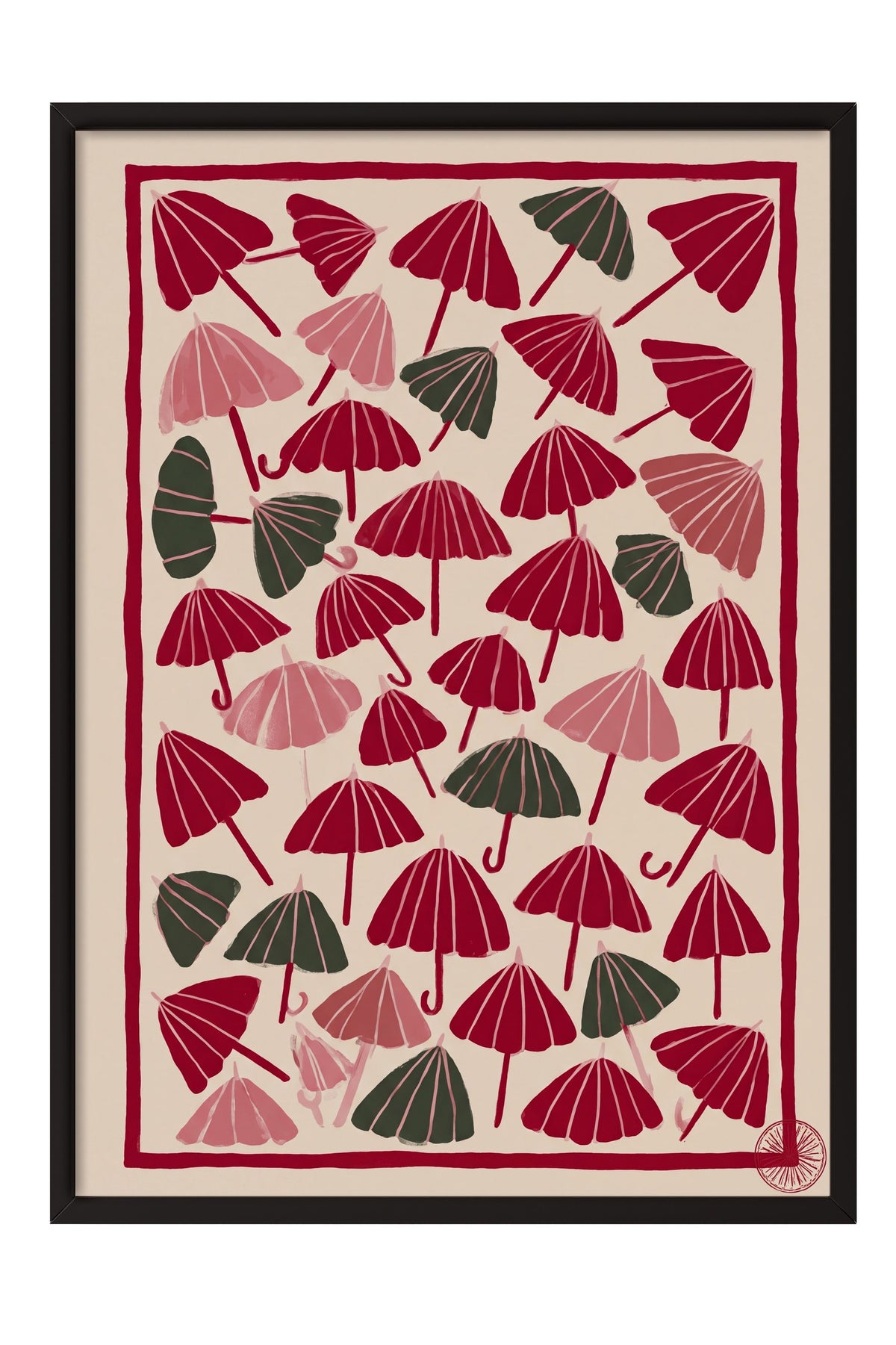 Şemsiye Deseni Poster – Siyah Çerçeveli Tablo