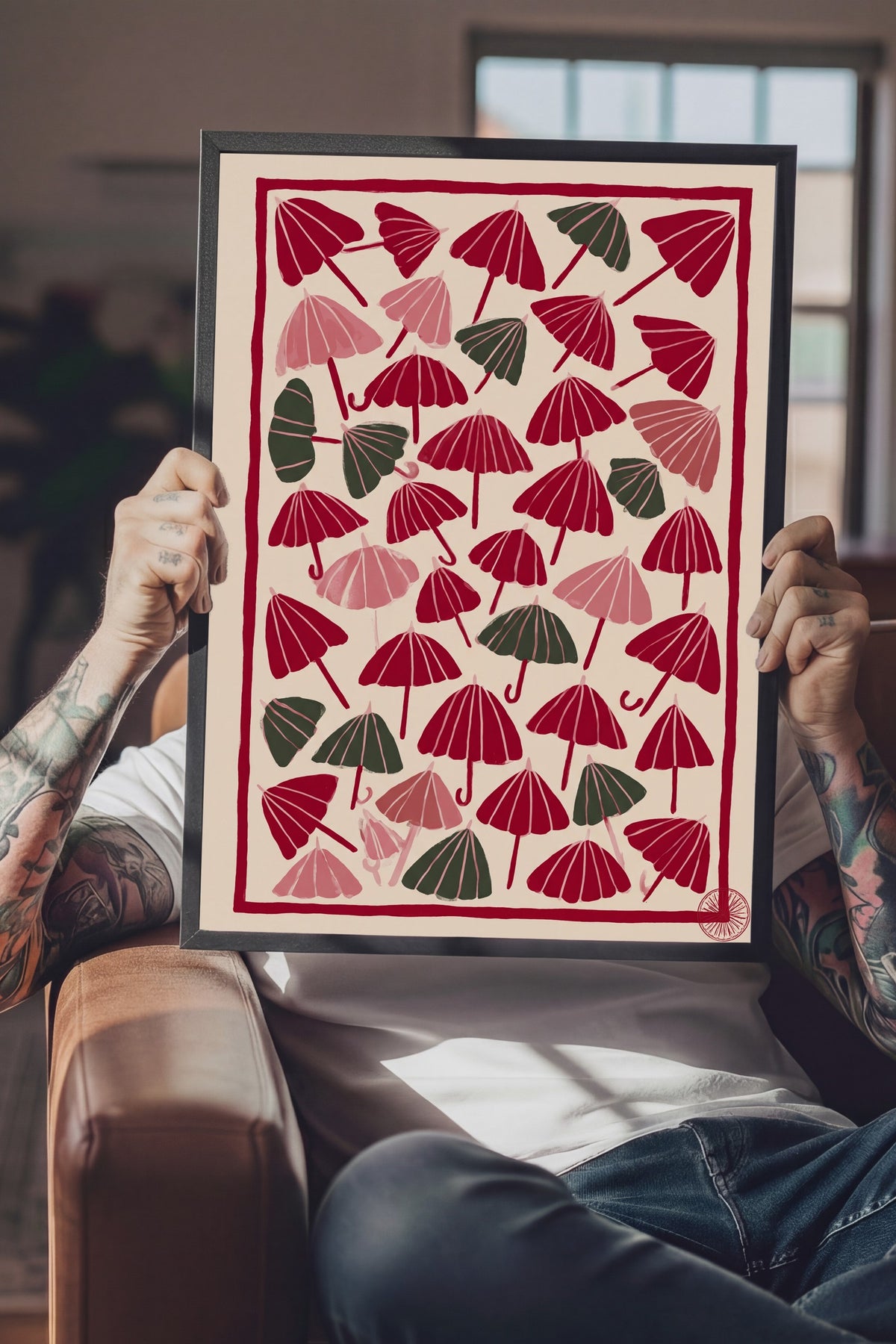 Şemsiye Deseni Poster – Siyah Çerçeveli Tablo
