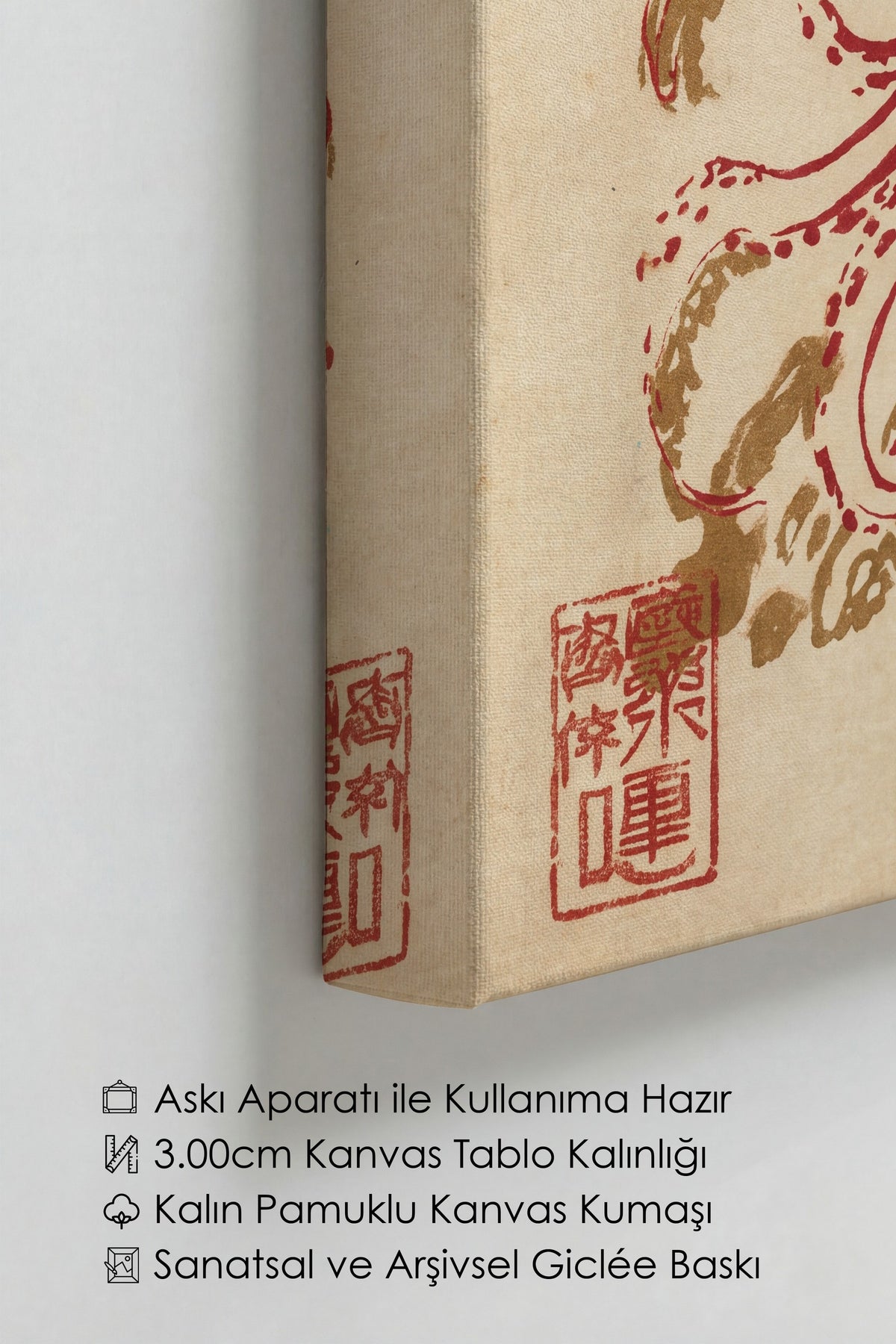 Eski Japon Ahtapot İllüstrasyonu Kanvas Tablo