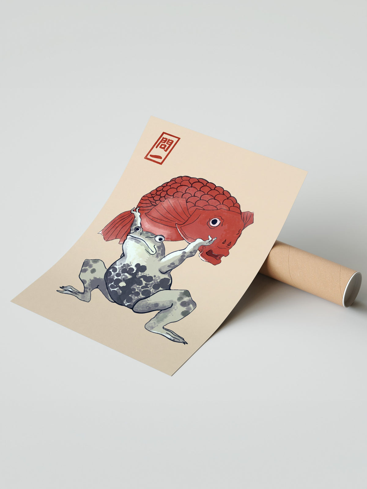 Kurbağa ve Japon Balığı Çerçevesiz Poster
