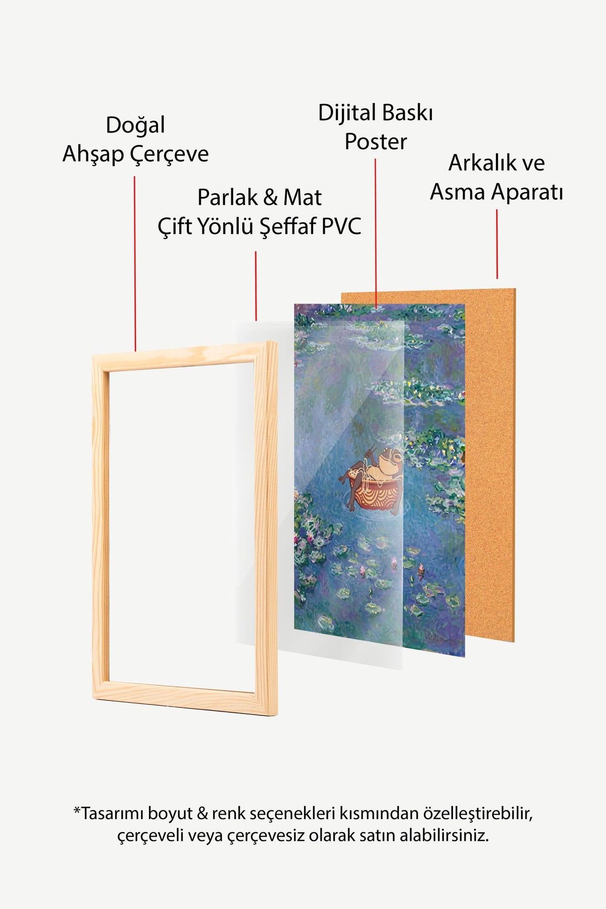 Nilüferli Gölette Erişte Keyfi Yapan Kurbağa Poster – Ahşap Çerçeveli Tablo