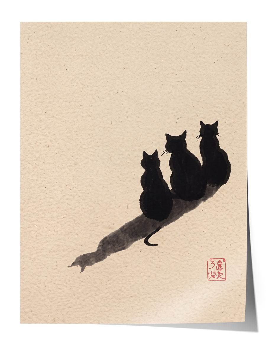 Üç Kedi ve Gölgeleri Çerçevesiz Poster