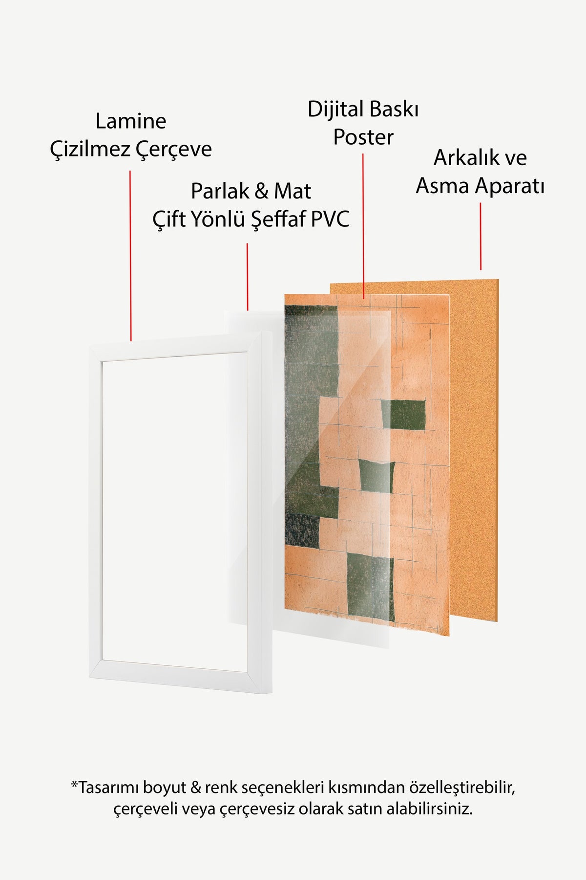 Toprak Tonlarında Geometrik Denge Poster – Beyaz Çerçeveli Tablo