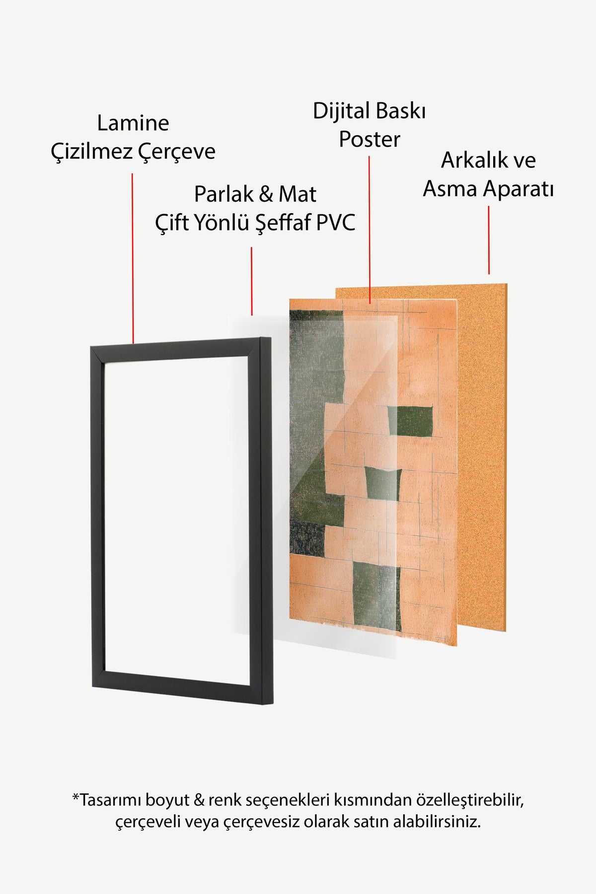 Toprak Tonlarında Geometrik Denge Poster – Siyah Çerçeveli Tablo