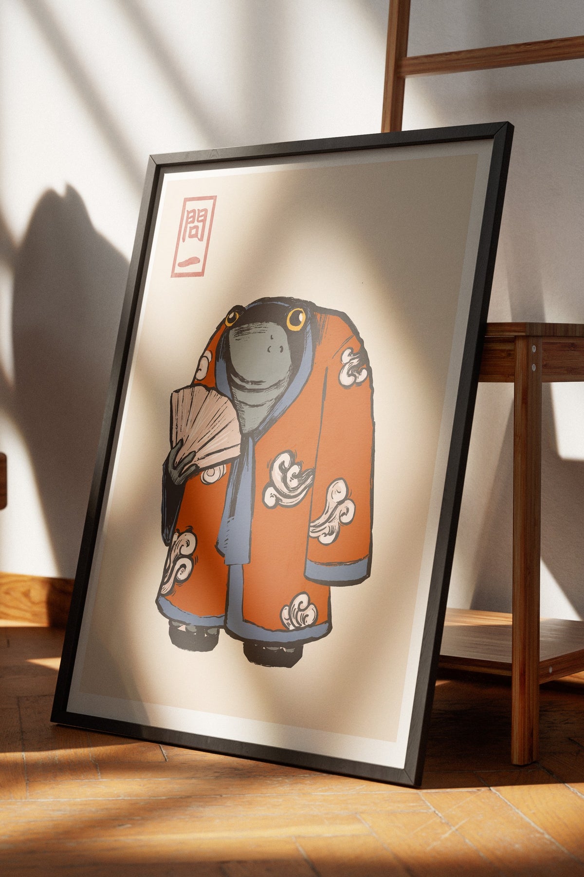 Kimonolu Kurbağa Poster – Siyah Çerçeveli Tablo