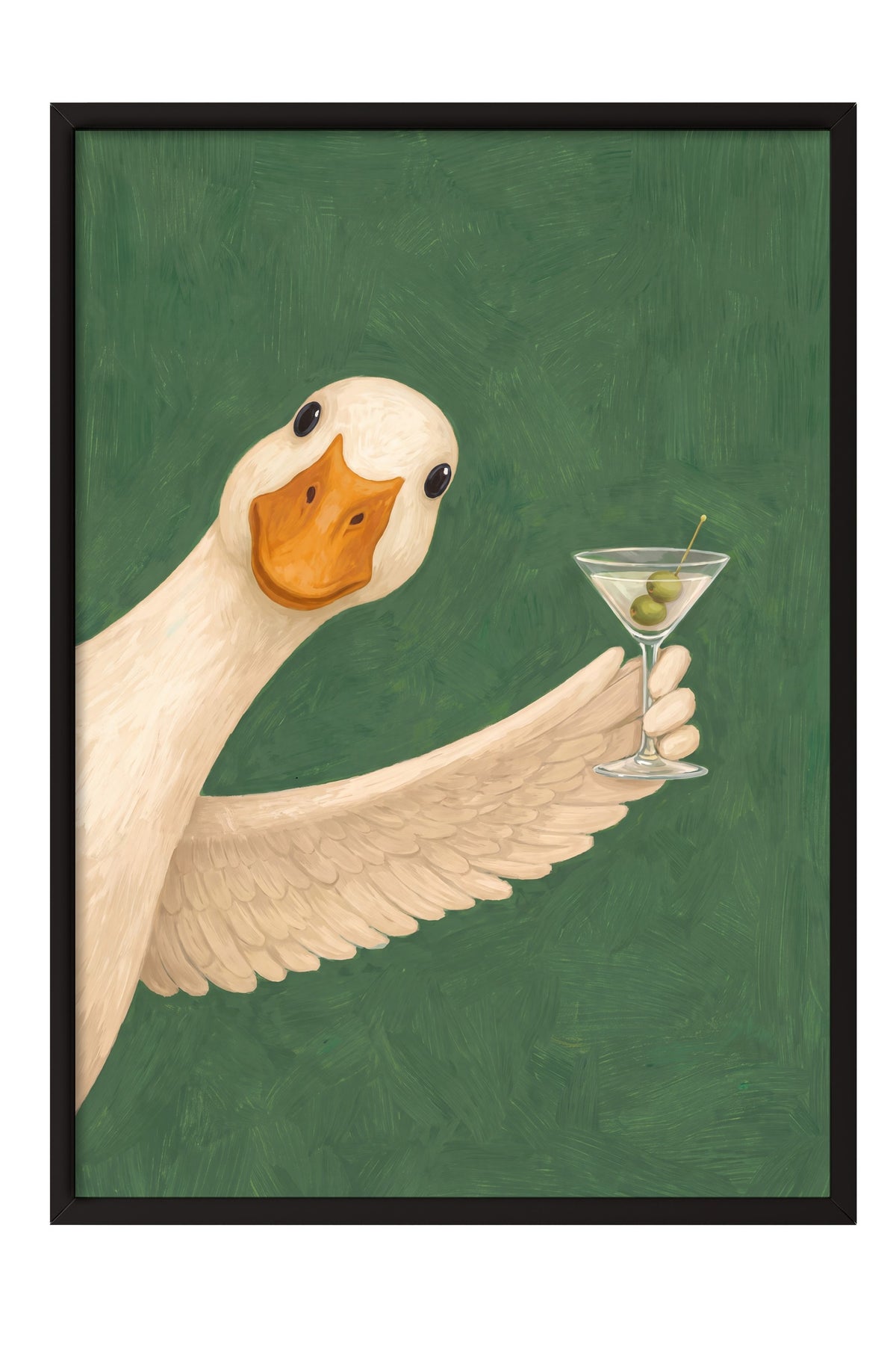 Martini Kadehli Şık Ördek Poster – Siyah Çerçeveli Tablo