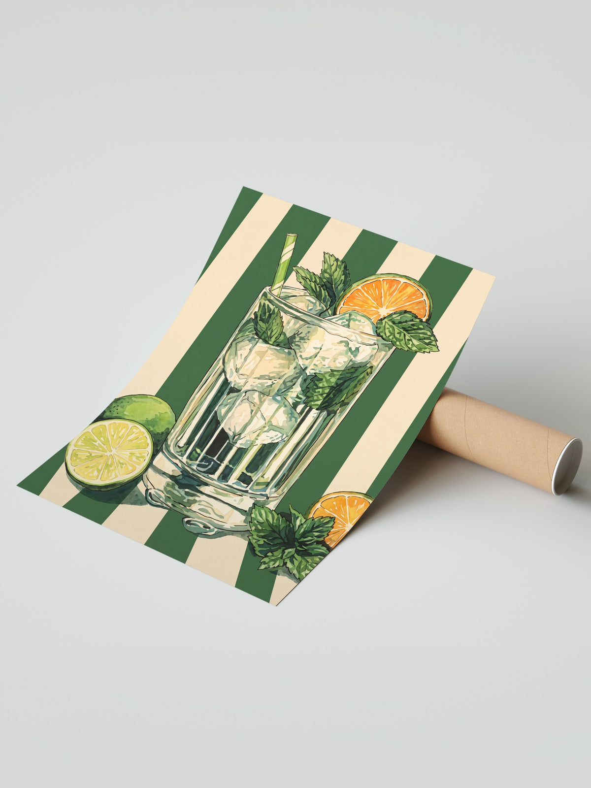 Nane Yapraklı Mojito İllüstrasyonu Çerçevesiz Poster