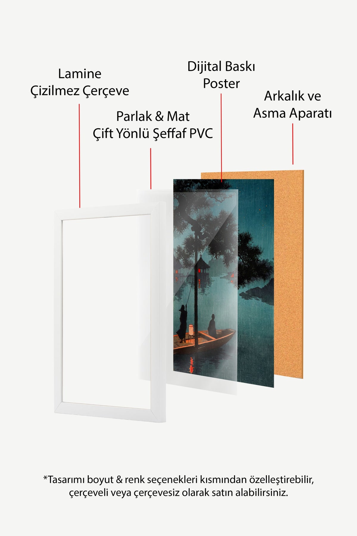 Ay Işığında Nehir Manzarası Poster – Beyaz Çerçeveli Tablo