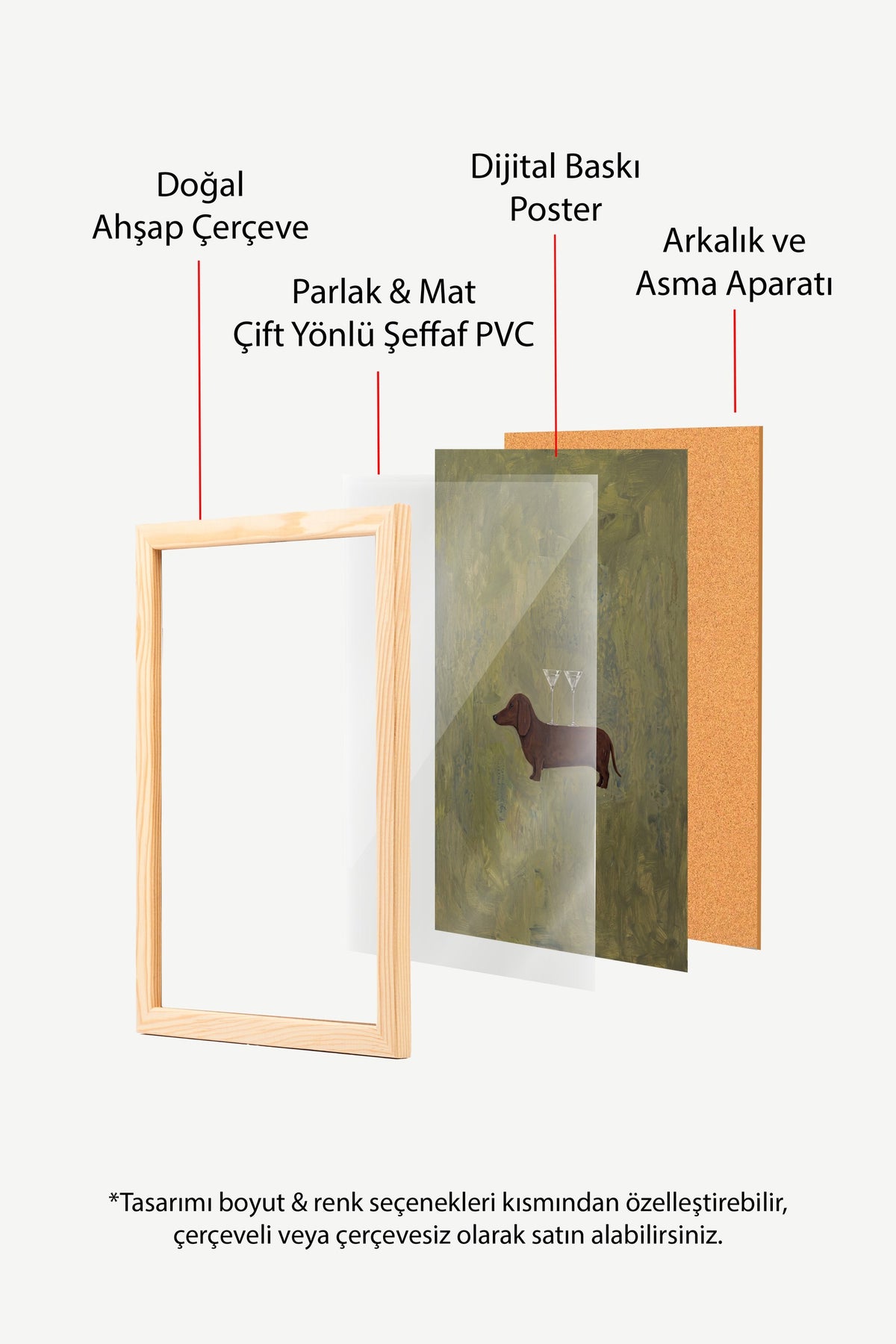 Martinili Dachshund Poster – Ahşap Çerçeveli Tablo