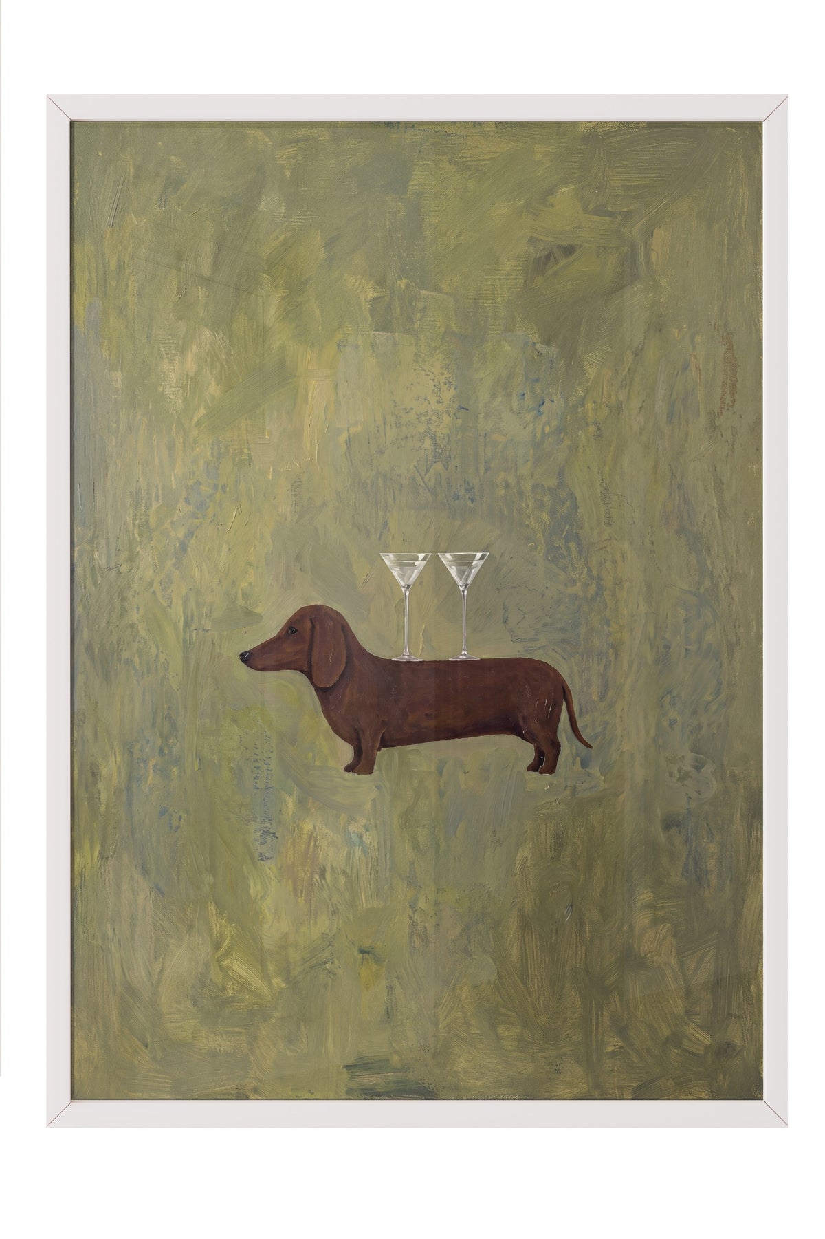 Martinili Dachshund Poster – Beyaz Çerçeveli Tablo