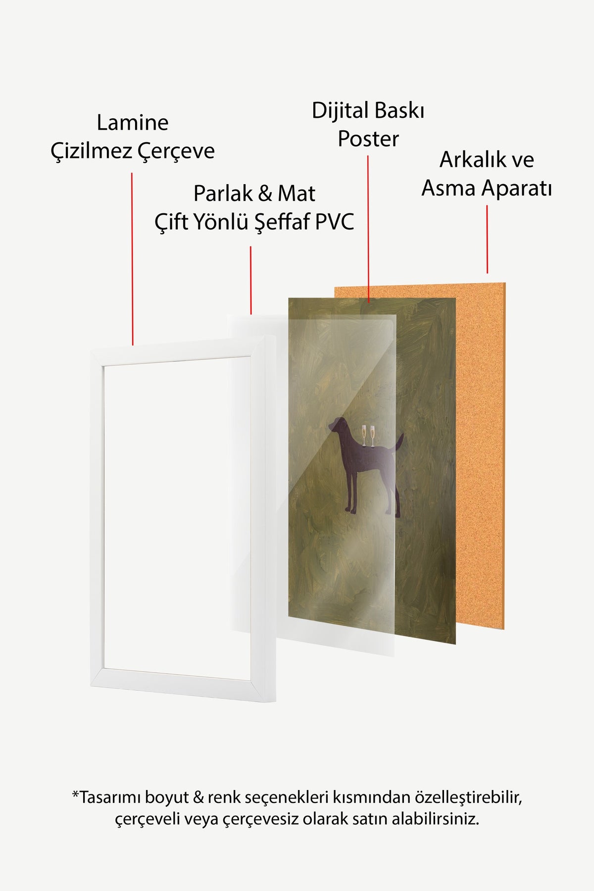 Kadeh Tutan Köpek Poster – Beyaz Çerçeveli Tablo