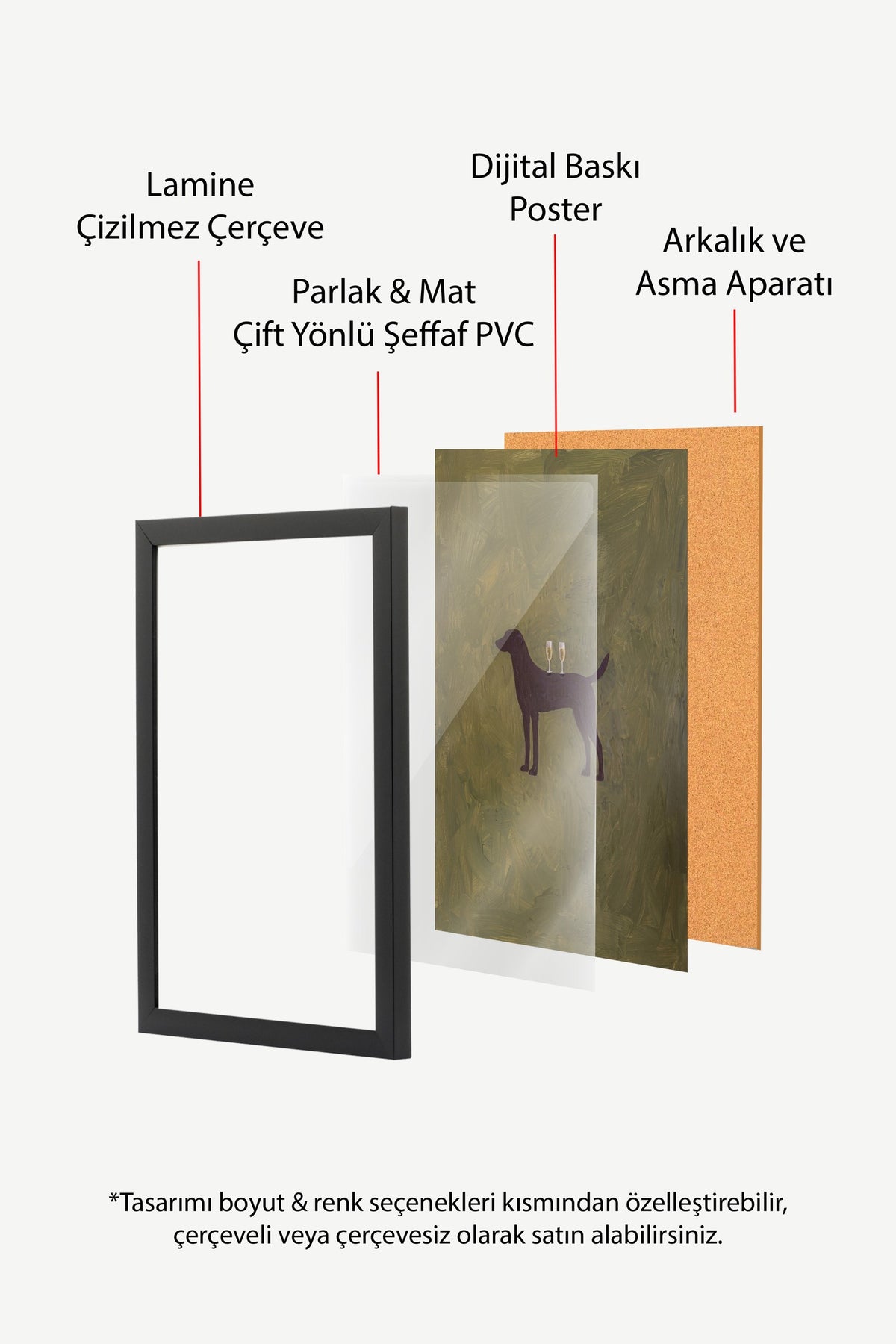 Kadeh Tutan Köpek Poster – Siyah Çerçeveli Tablo