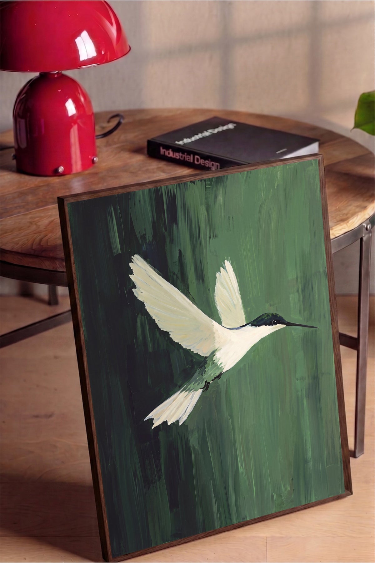 Uçan Kolibri Poster – Kahverengi Çerçeveli Tablo