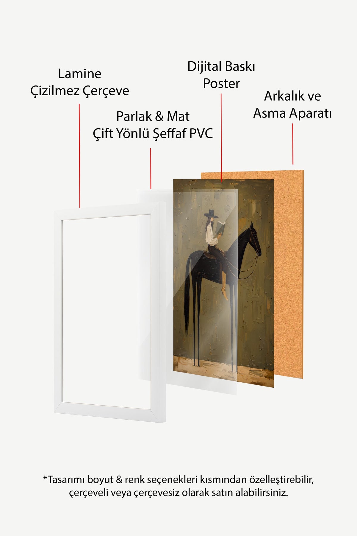 Kitap Okuyan Atlı Figür Poster – Beyaz Çerçeveli Tablo