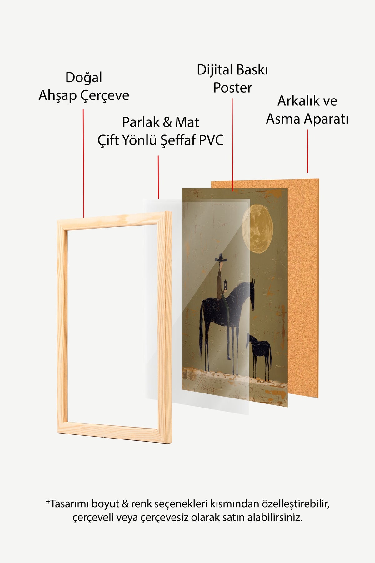 Ay Işığında Atlı Figür Poster – Ahşap Çerçeveli Tablo