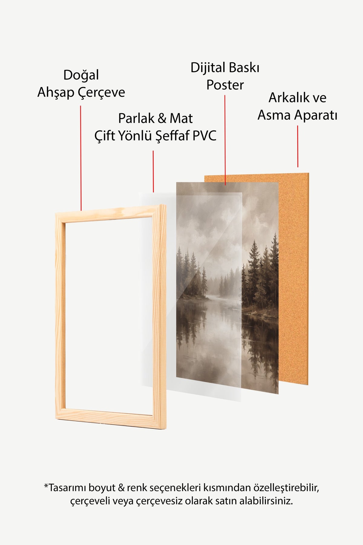 Sisli Göl Manzarası Poster – Ahşap Çerçeveli Tablo
