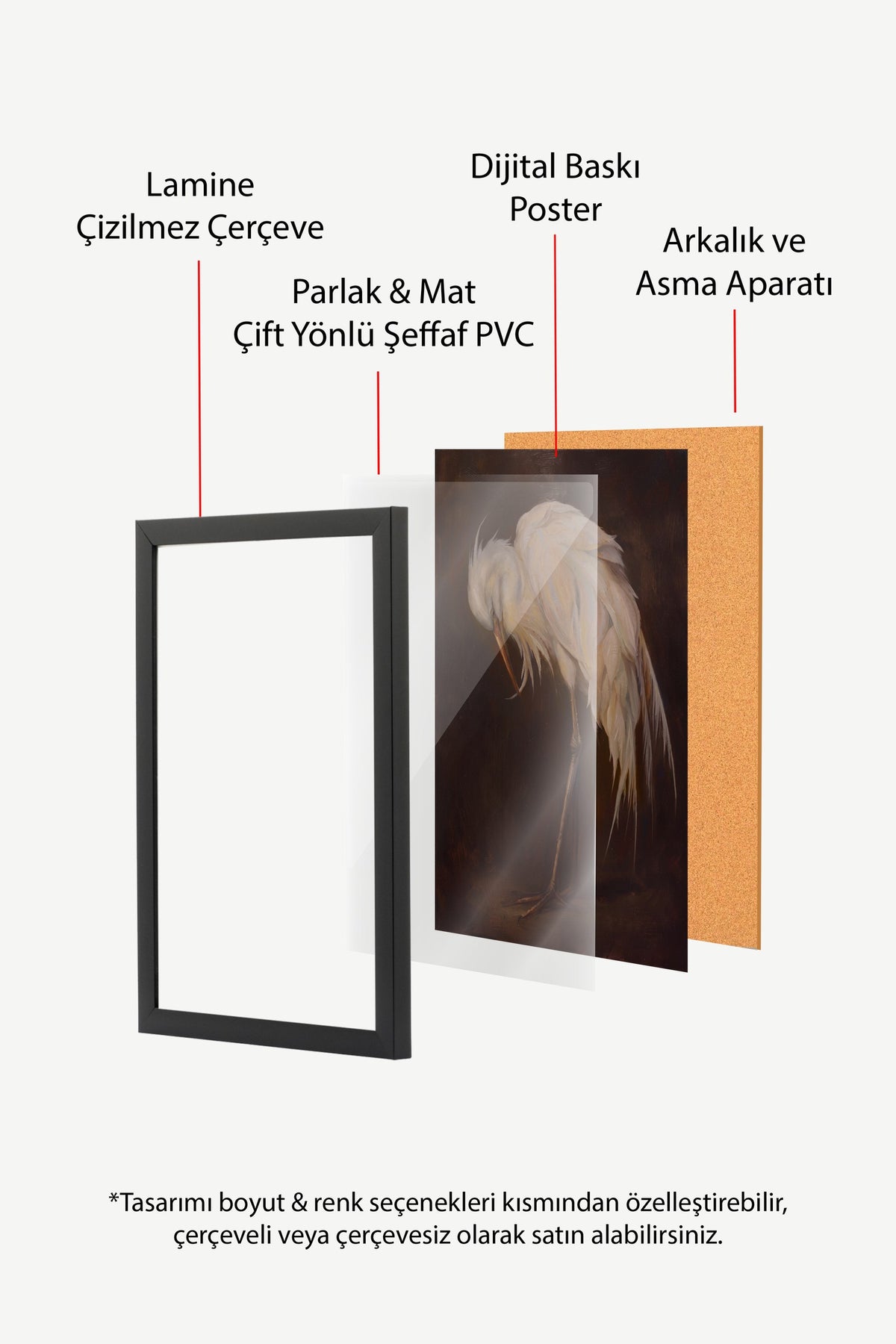 Zarafetle Eğilen Balıkçıl Poster – Siyah Çerçeveli Tablo