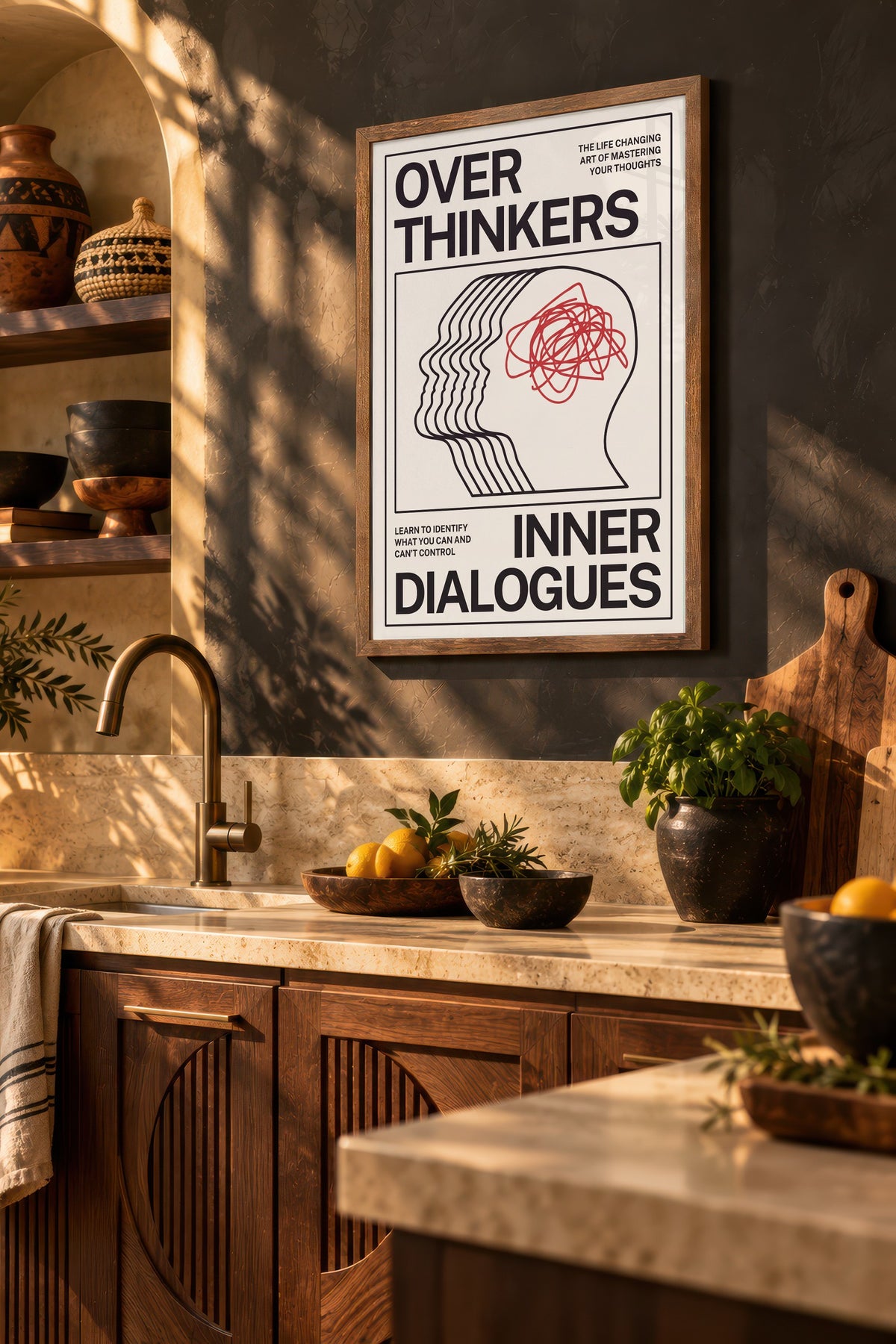 Aşırı Düşünenlerin İç Sesi Poster – Kahverengi Çerçeveli Tablo