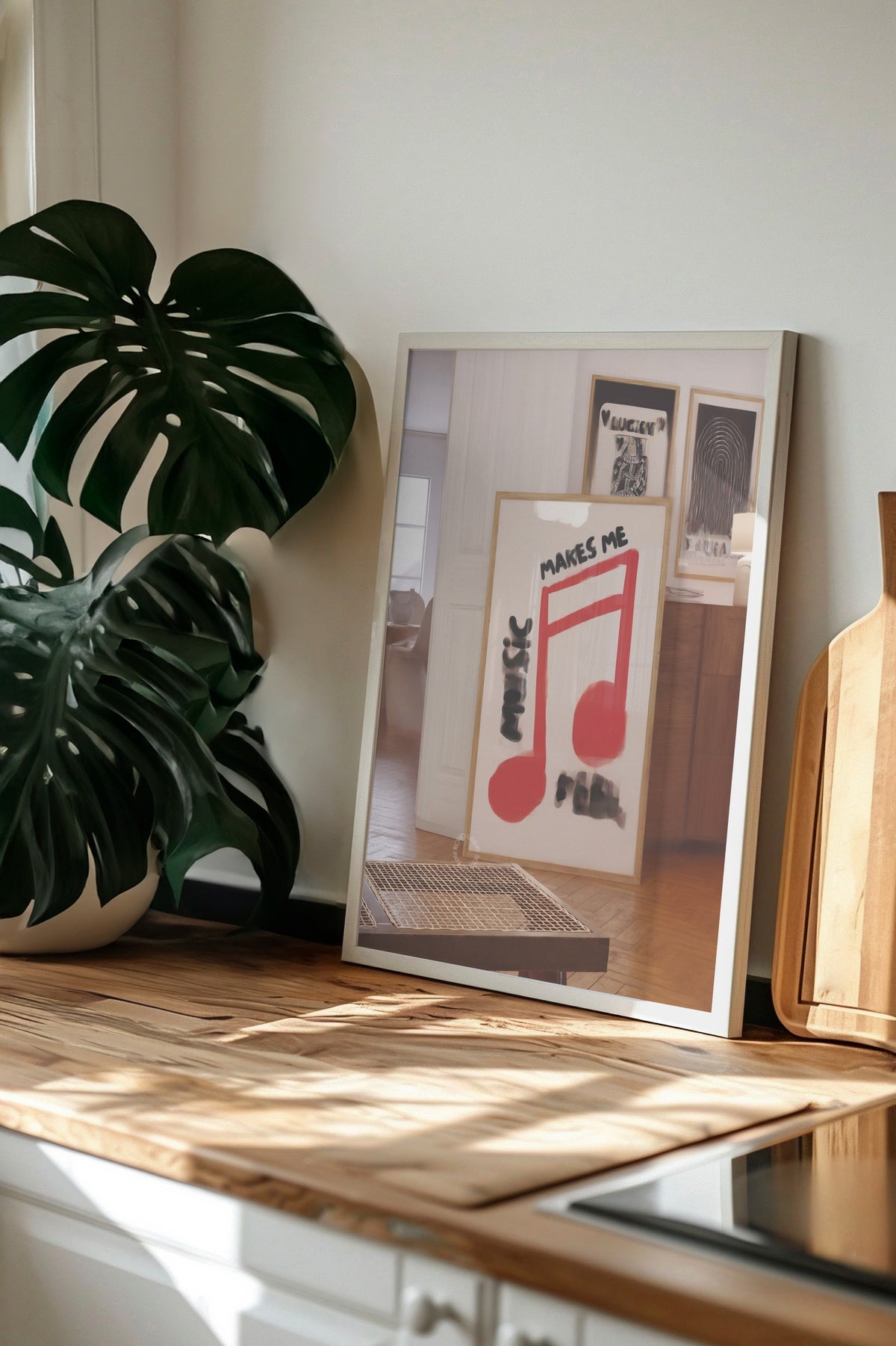 Müzik Ruhu Nota Kompozisyonu Poster – Beyaz Çerçeveli Tablo
