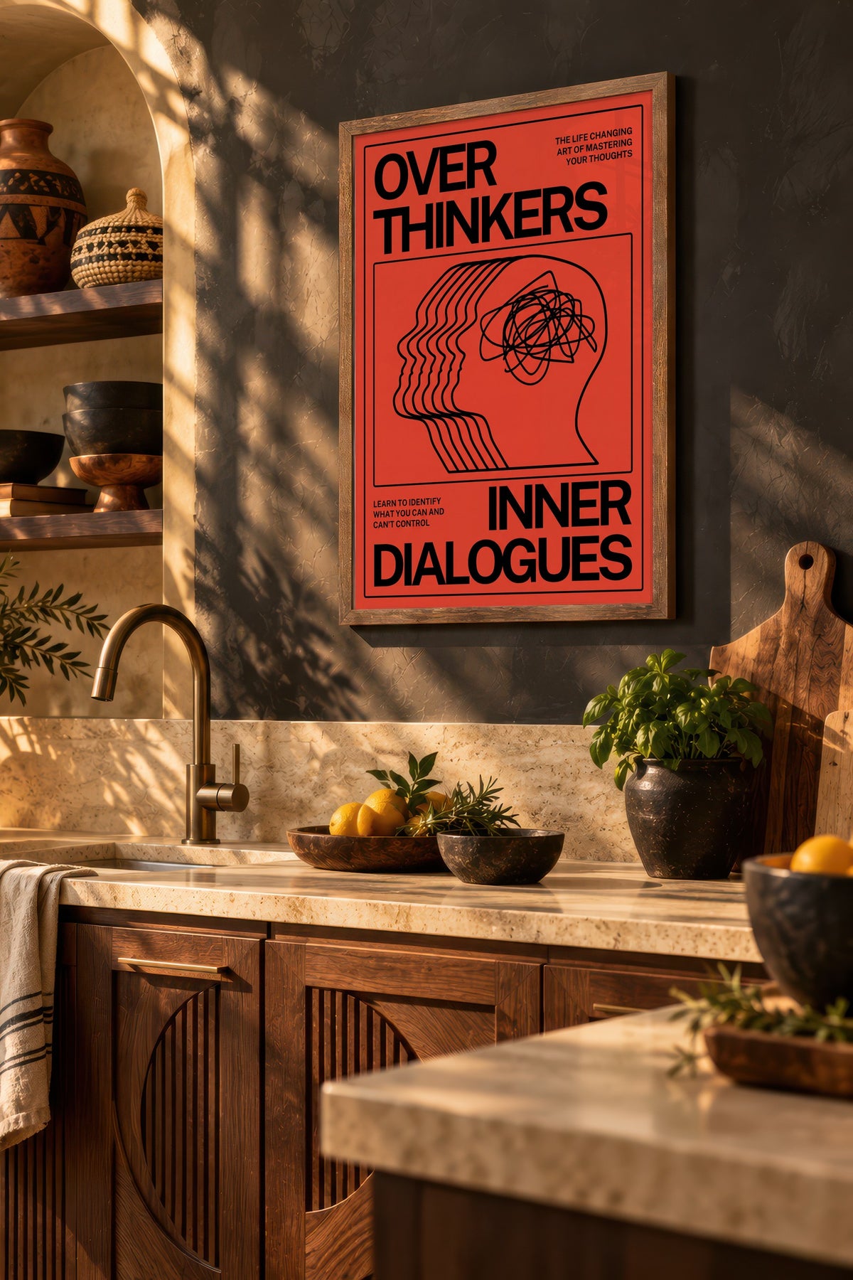Aşırı Düşünenler Zihin Diyaloğu Poster – Kahverengi Çerçeveli Tablo