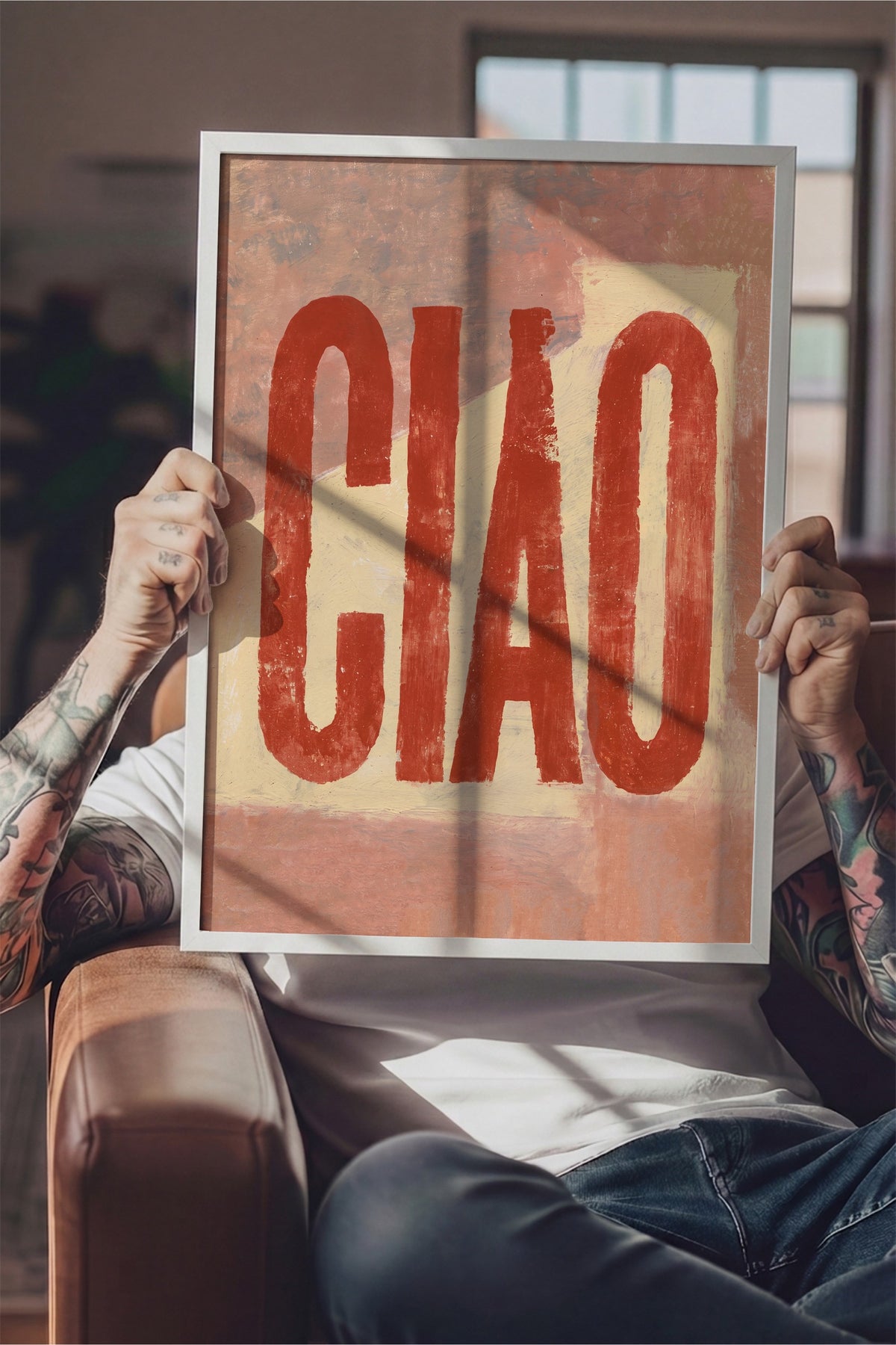 Ciao Tipografi Sanatı Poster – Beyaz Çerçeveli Tablo