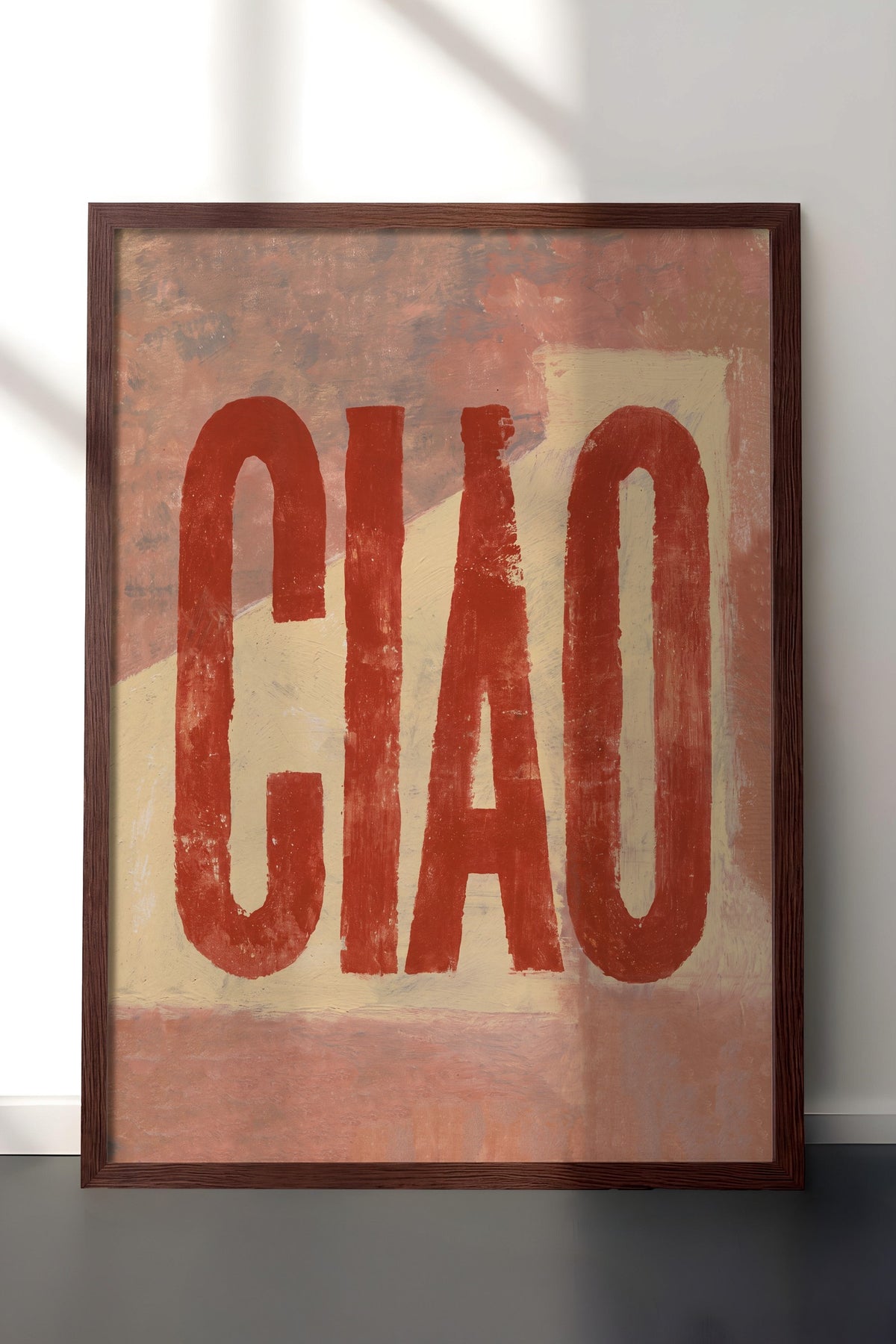 Ciao Tipografi Sanatı Poster – Kahverengi Çerçeveli Tablo