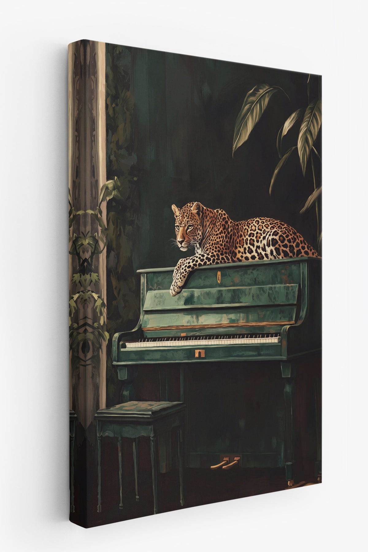 Leopar ve Piyano Kanvas Tablo