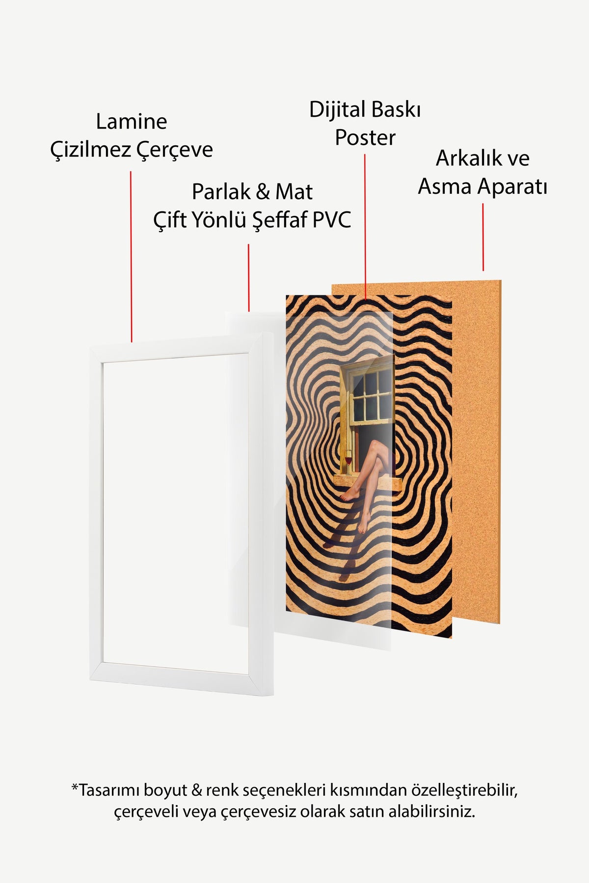 Pencerede Bacaklar ve Şarap Poster – Beyaz Çerçeveli Tablo