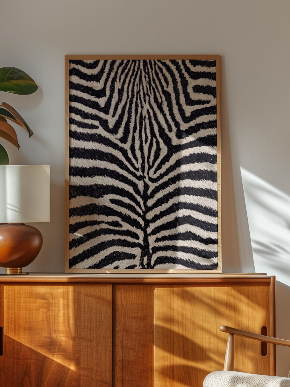 Zebra Deseni Doku Poster – Ahşap Çerçeveli Tablo