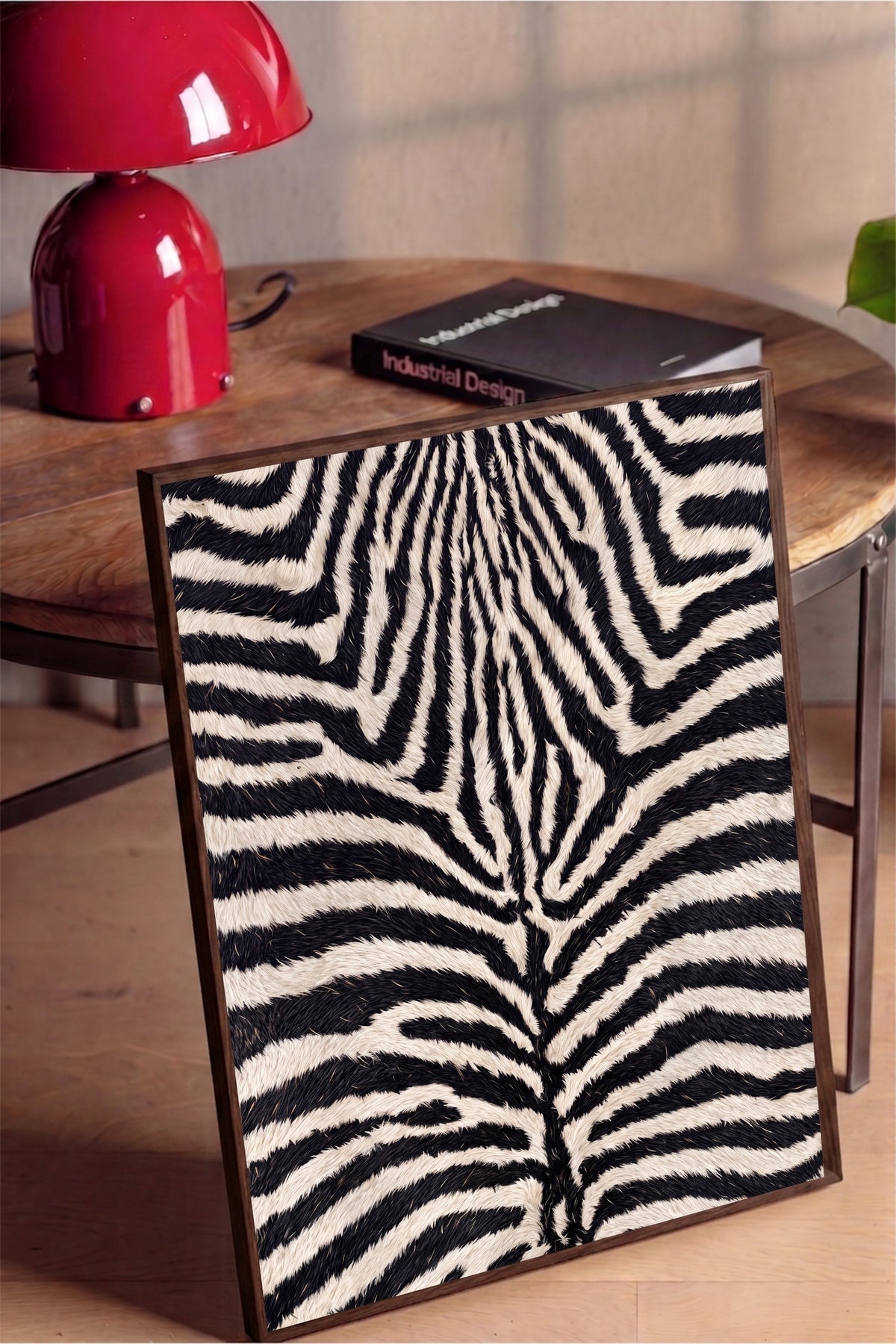 Zebra Deseni Doku Poster – Kahverengi Çerçeveli Tablo