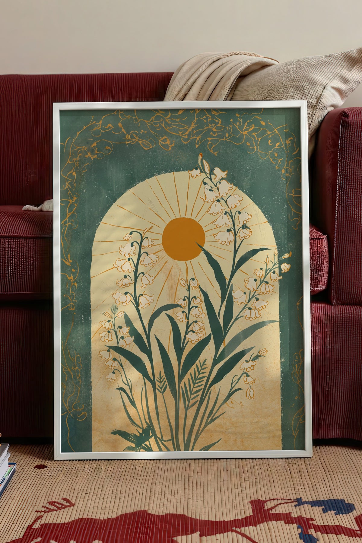 Zambak ve Güneş Işığı Teması Poster – Beyaz Çerçeveli Tablo