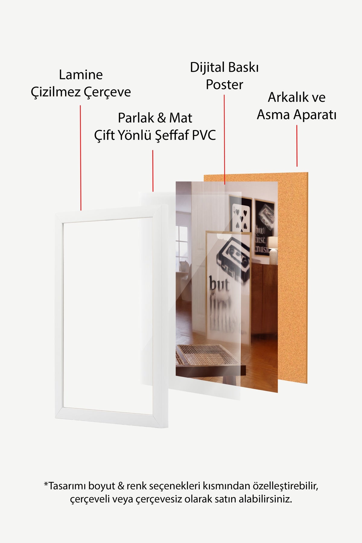 Kaset ve İskambil Kağıdı Kompozisyonu Poster – Beyaz Çerçeveli Tablo