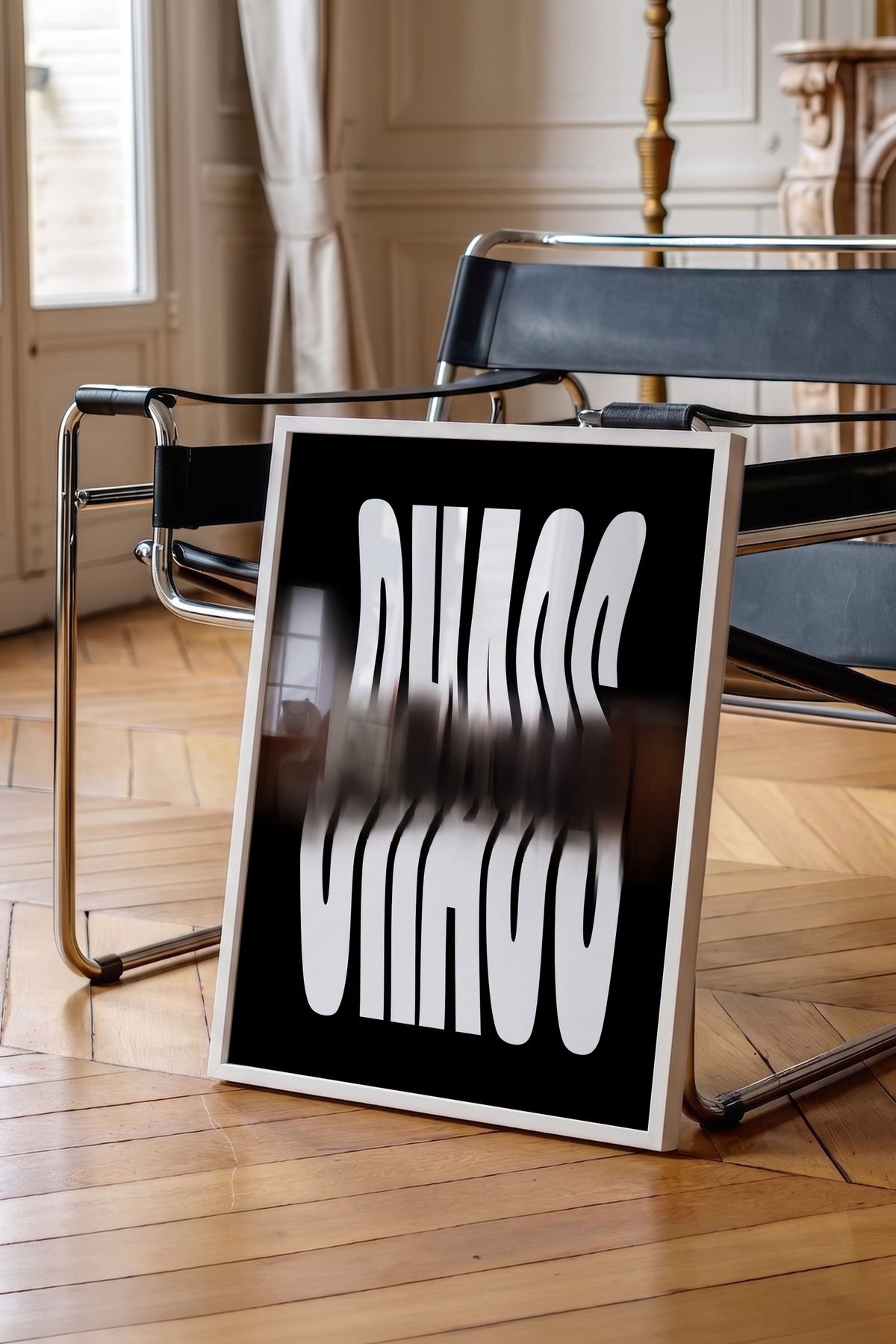 Bulanık Kaos Yazısı Poster – Beyaz Çerçeveli Tablo