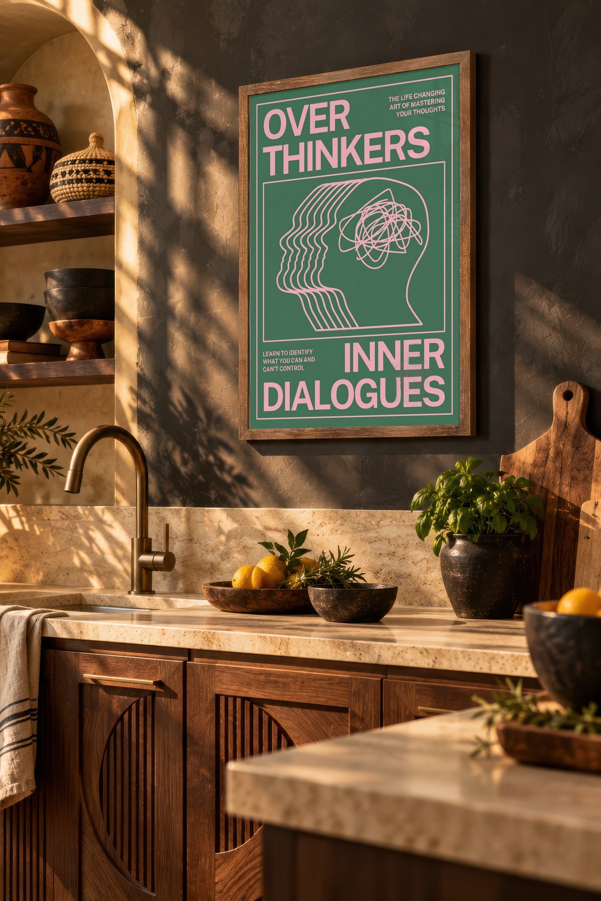 Fazla Düşünenler İç Diyaloglar Poster – Kahverengi Çerçeveli Tablo