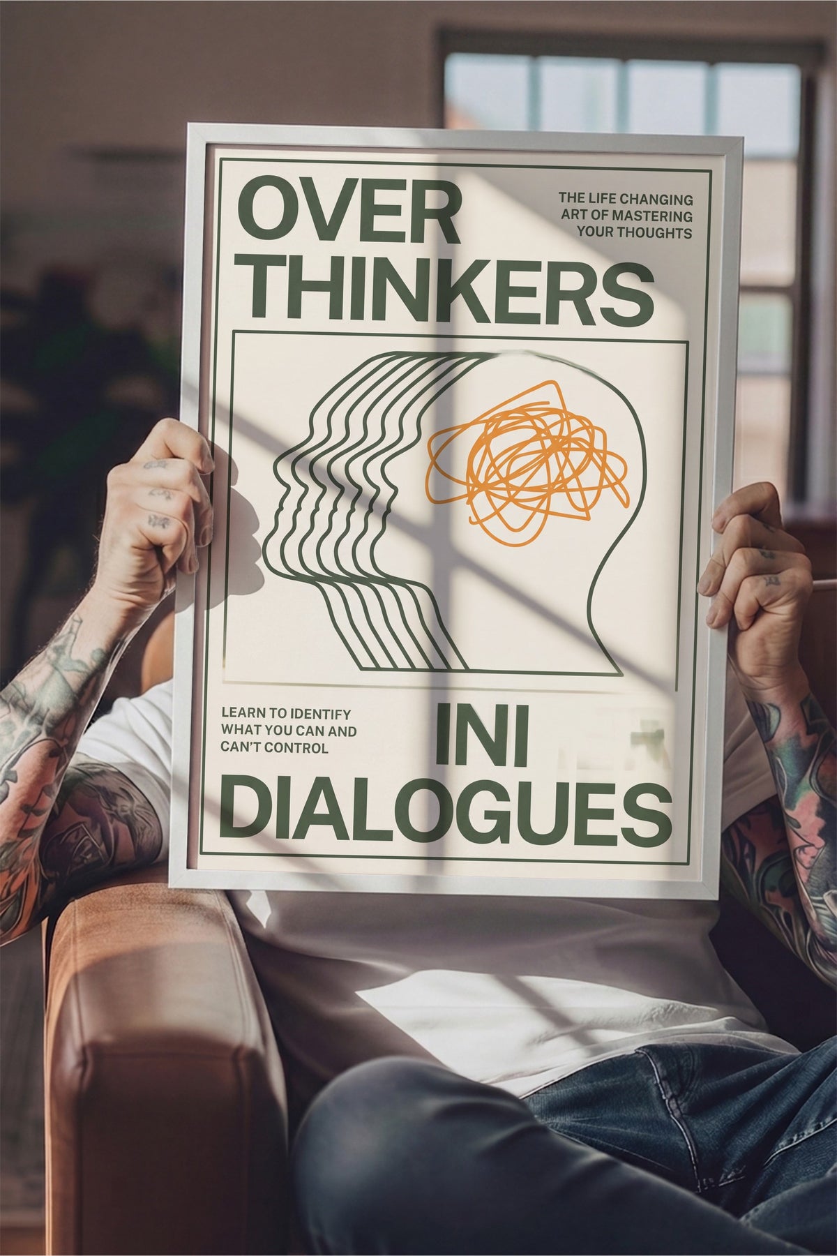 Aşırı Düşünme Üzerine Tipografik Kompozisyon Poster – Beyaz Çerçeveli Tablo