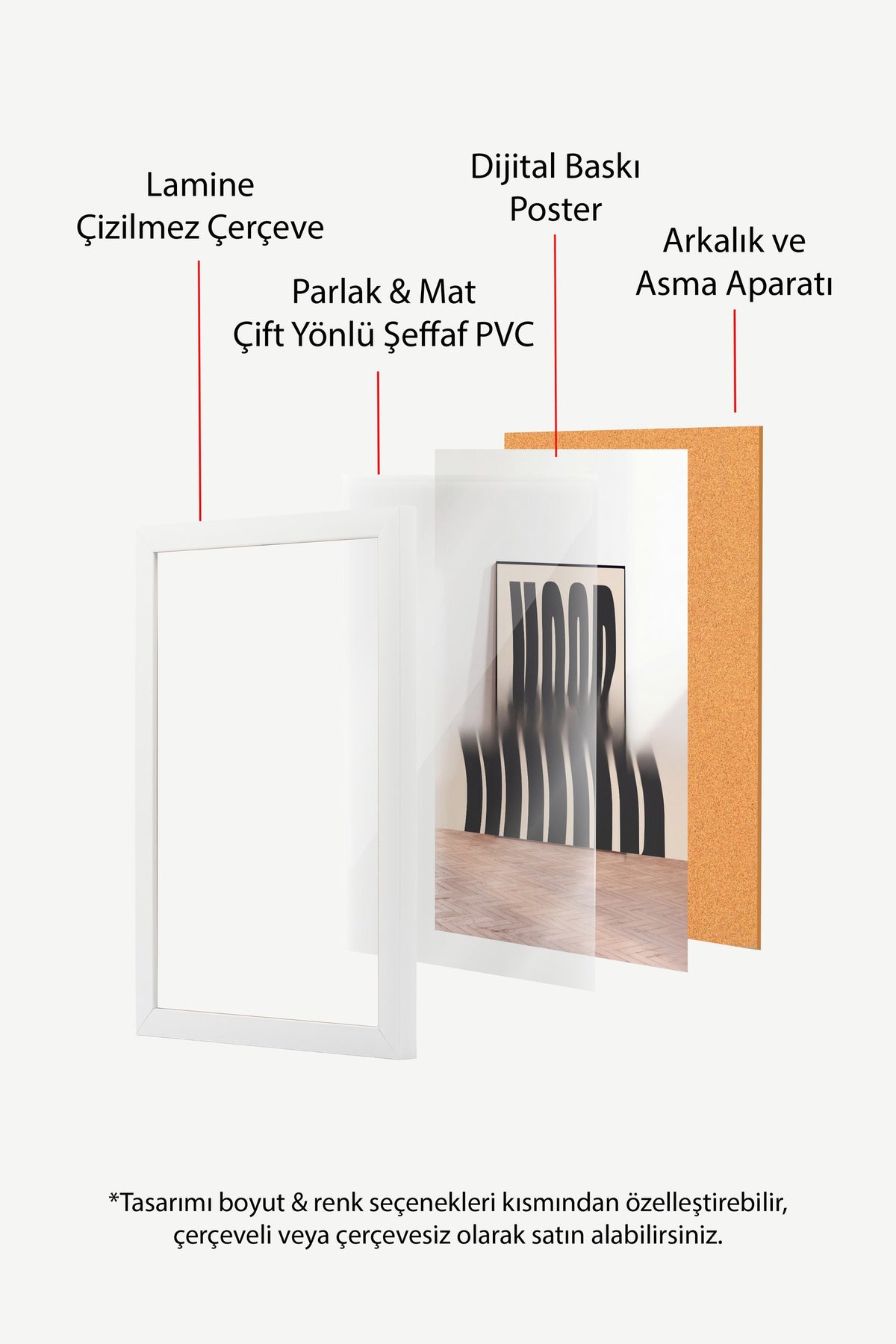 Damlayan Yazı Efekti Poster – Beyaz Çerçeveli Tablo