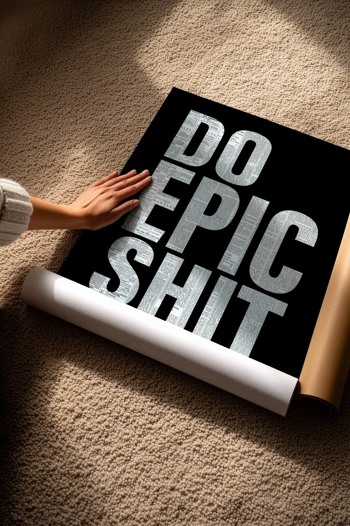 Gazete Kolajlı Motivasyon Yazısı Çerçevesiz Poster