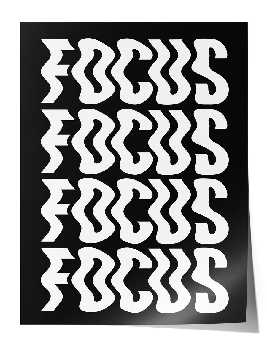 Dalgalı Odak Tipografisi Çerçevesiz Poster