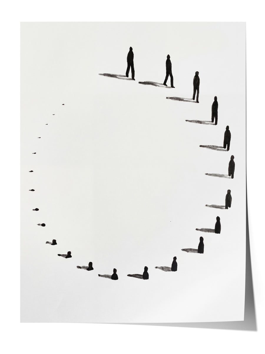 Spiral Yürüyüş Silüetleri Çerçevesiz Poster