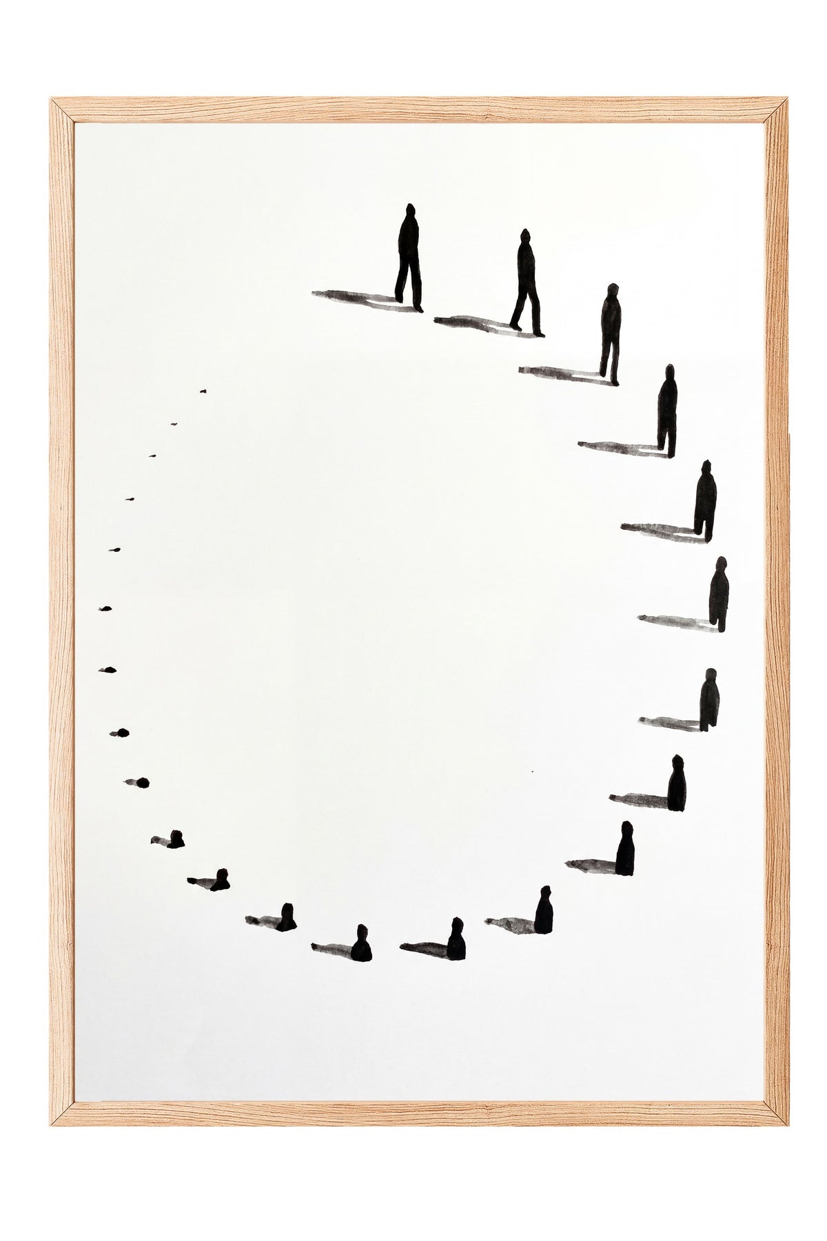Spiral Yürüyüş Silüetleri Poster – Ahşap Çerçeveli Tablo