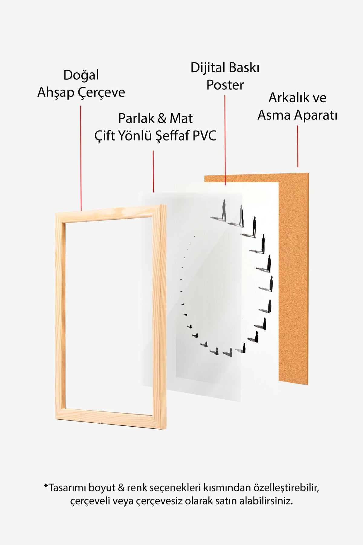 Spiral Yürüyüş Silüetleri Poster – Ahşap Çerçeveli Tablo