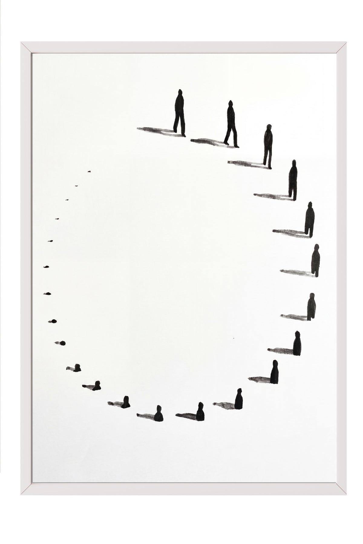 Spiral Yürüyüş Silüetleri Poster – Beyaz Çerçeveli Tablo