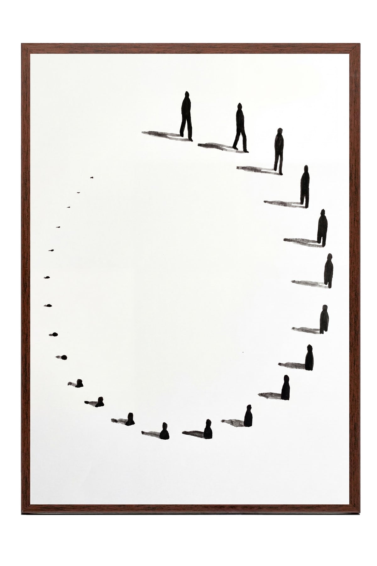 Spiral Yürüyüş Silüetleri Poster – Kahverengi Çerçeveli Tablo