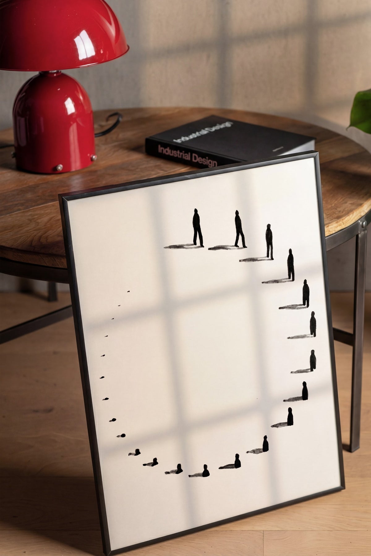 Spiral Yürüyüş Silüetleri Poster – Siyah Çerçeveli Tablo