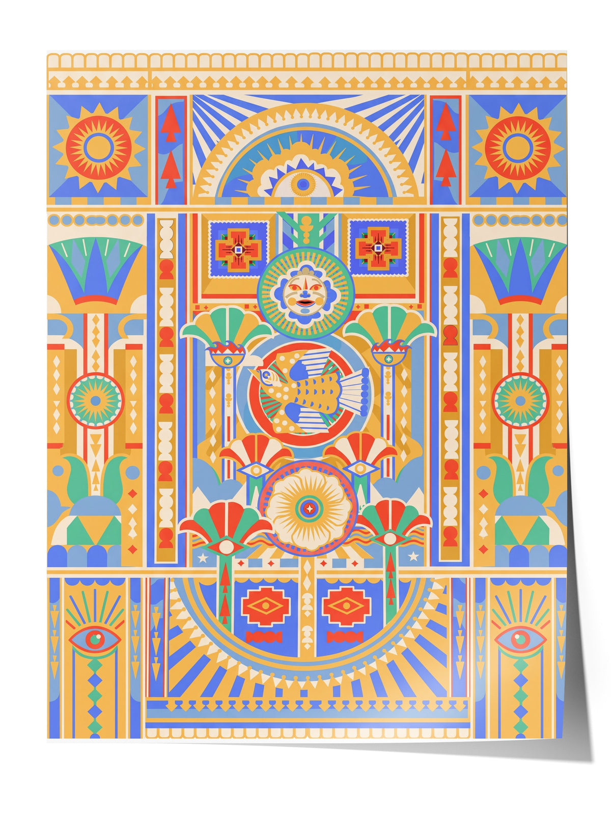 Antik Mısır Motifli Simetrik Desen Çerçevesiz Poster