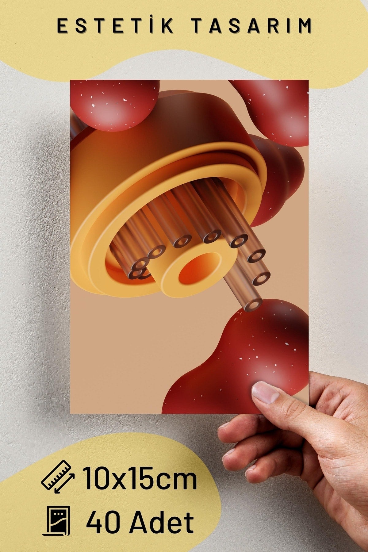 3d Illüstrasyon Poster Seti - Kolaj Seti - Stiker Bant Hediyeli - 40 Adet 10cm*15cm - Kutulu Set