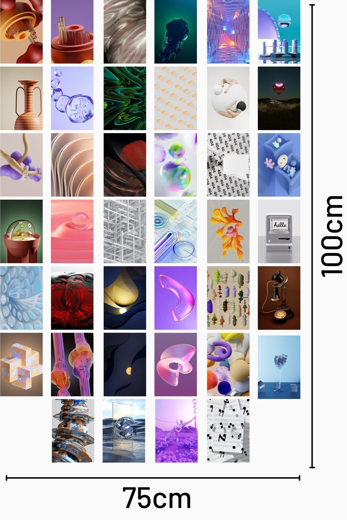 3d Illüstrasyon Poster Seti - Kolaj Seti - Stiker Bant Hediyeli - 40 Adet 10cm*15cm - Kutulu Set